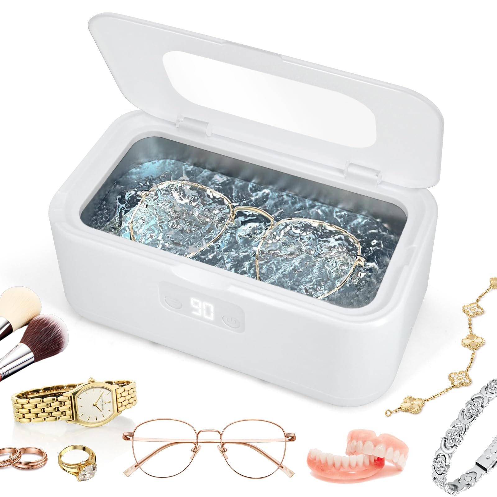 Limpiador Ultrasónico de 800ml 49KHz – Limpieza Eficaz y Silenciosa 360° para Dentaduras, Retenedores, Alineadores y Artículos del Hogar como Gafas, Joyas y Relojes