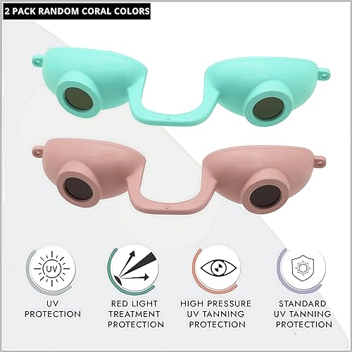 Vista 27 de Super Sunnies Flex UV Protección ocular, gafas de bronceado compatibles con la FDA, gafas de terapia de luz roja, paquete de 2 Rosado