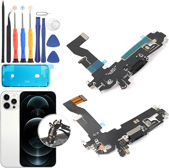 Dock Connector for iPhone 12 Charging Port Flex Cable Replacement for iPhone 12 Pro USB Charger Dock Board Connector with ToolsBlack