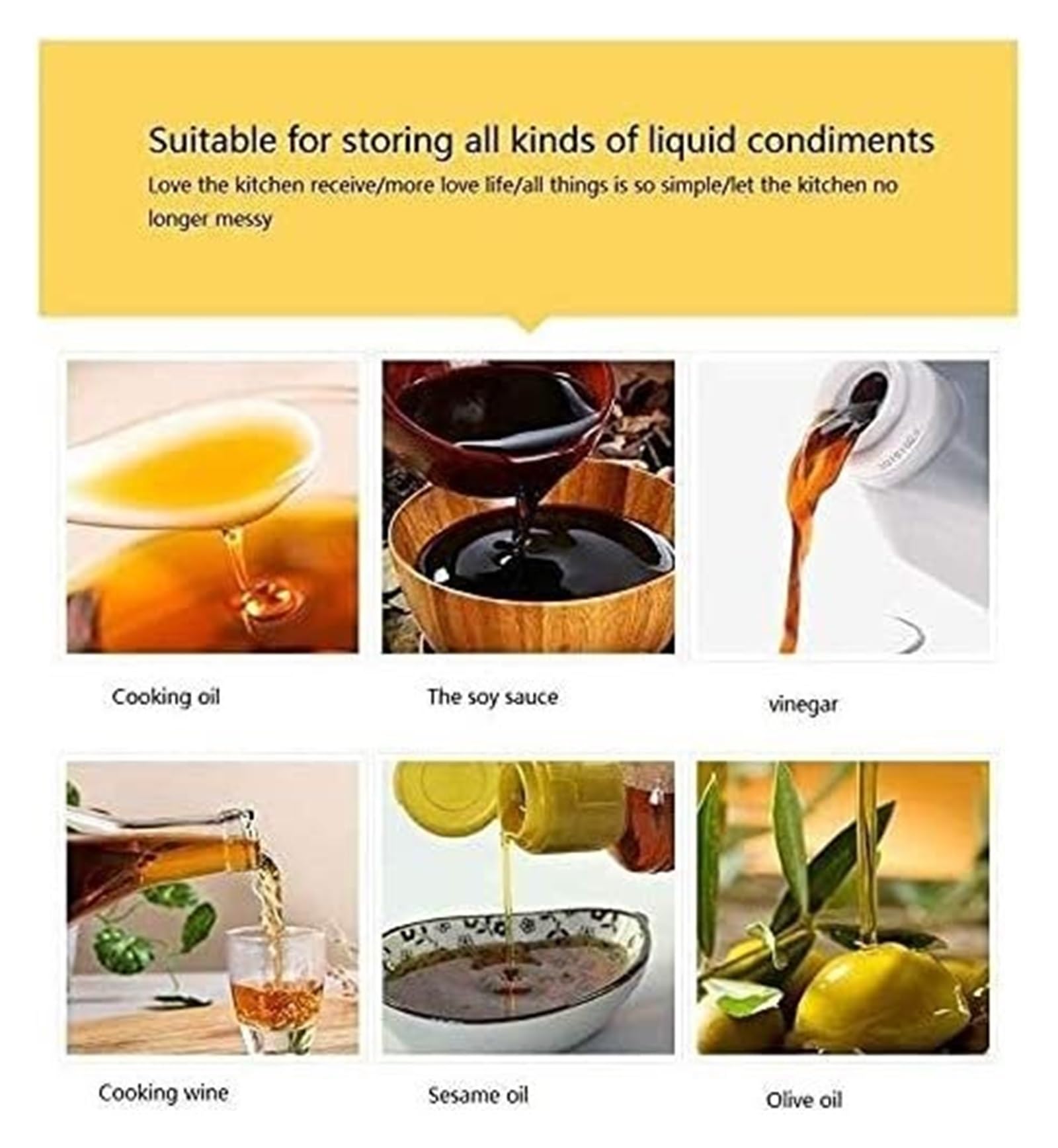 Dispensador de Aceite y vinagre NP, Botella de Aceite y vinagre Visible, de Calibre Ancho, con tapón antisuciedad, para vinagre, Salsa de Soja y aderezo para ensaladas.