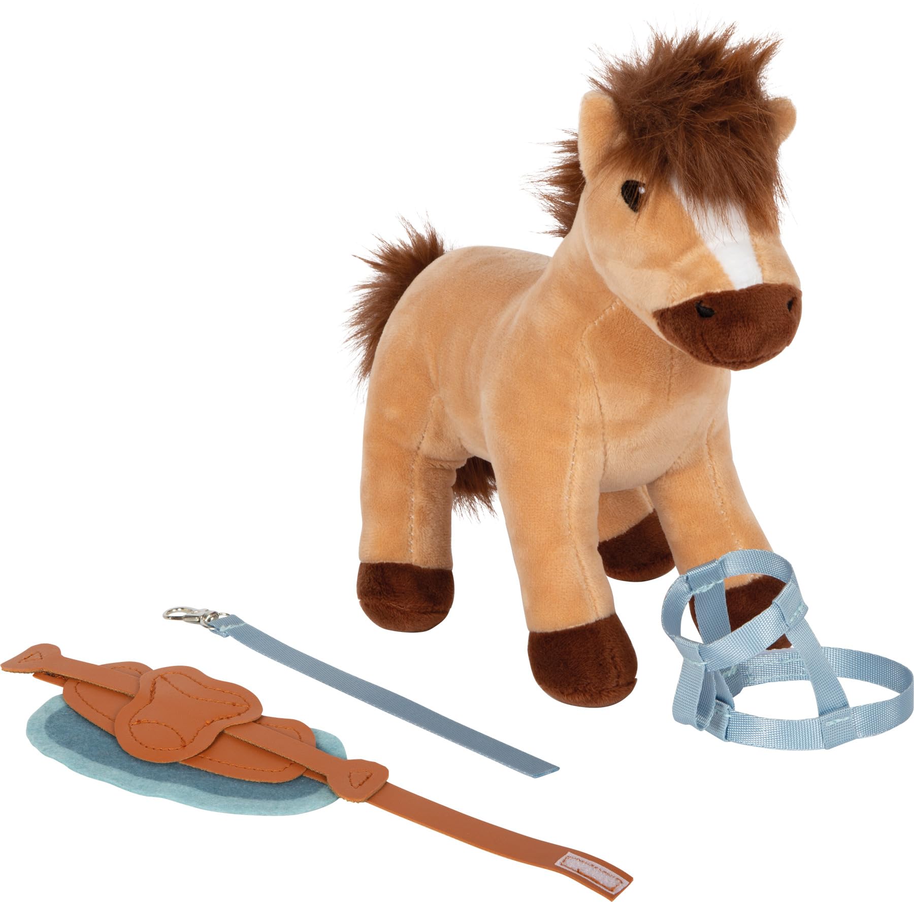 Small Foot Set da Gioco Cavallo con stalla e Accessori nella Borsa, Cavallo di Peluche con numerosi Accessori per Cavalcare e per la Cura, per Bambini dai 2 Anni, 12731