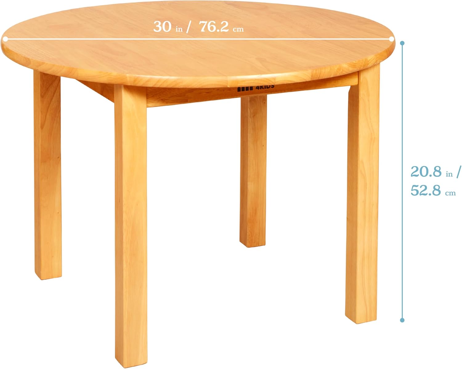 ECR4Kids 30in D Round Hardwood Table with 20in Legs and Two 10in Chairs, Kids Furniture, Honey, 3-Piece