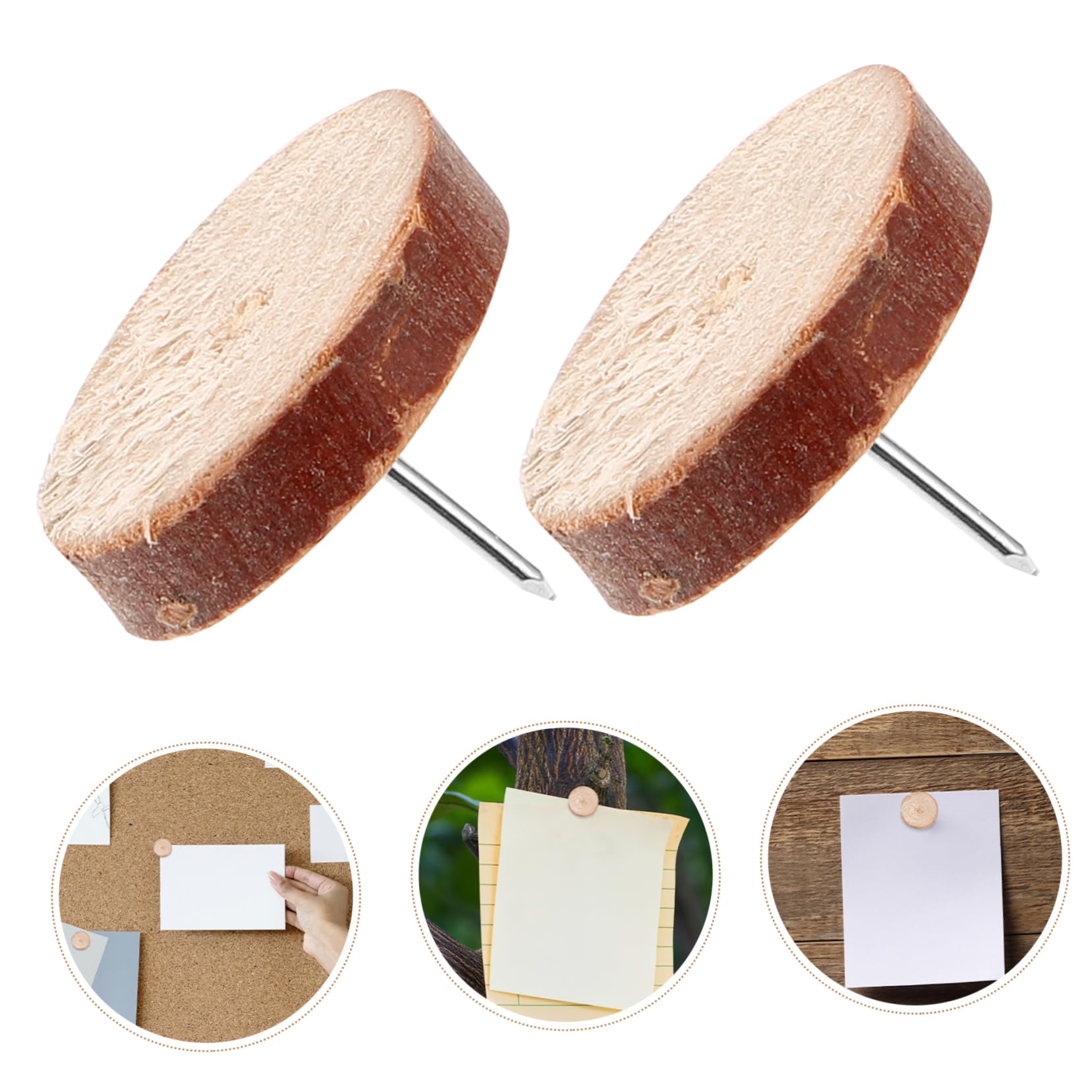 SHINEOFI 4 Sätze Pine Chip Message Board Wand Daumennägel Farbig Dekorative Stecknadel Reißnägel Und Stecknadel Zarte Reißnägel Schreibtischdekorationen Für Das Büro Holz 100 Stück * 4