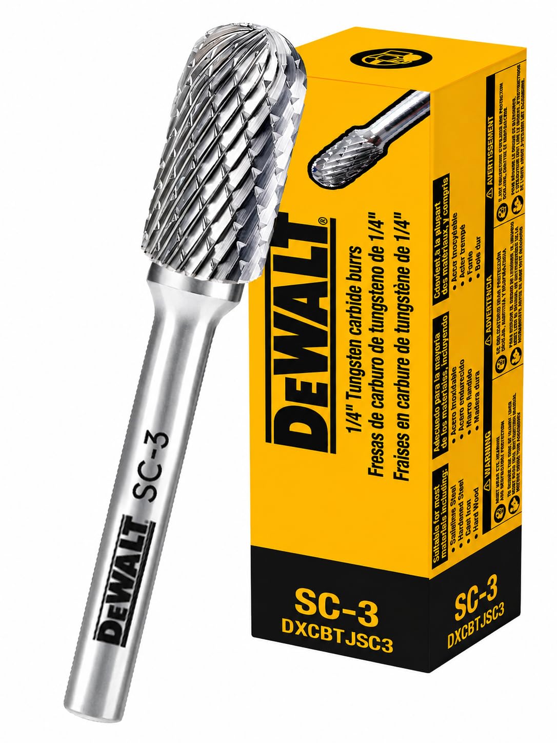 Single DEWALT Tungsten Carbide Burr Size SC-3 with 1/4" Shank for Tough Metalworking (DXCBTJSC3)