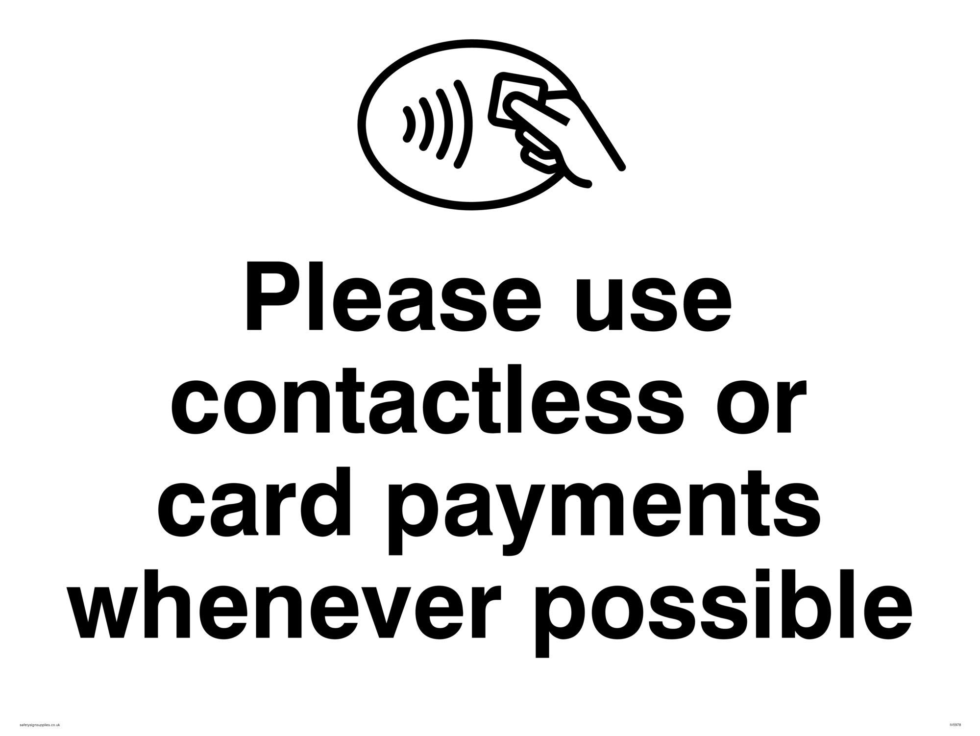Viking Signs Please use contactless or card payments when possible sign - Vinyl/Sticker