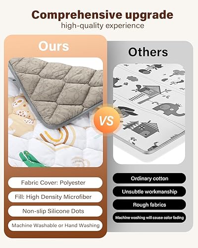 Miniatura 6 de Tapete de juego para bebé de 50 x 50 pulgadas, tapete antideslizante para piso, tapete de juego suave y grueso, portátil, tapete de juego para