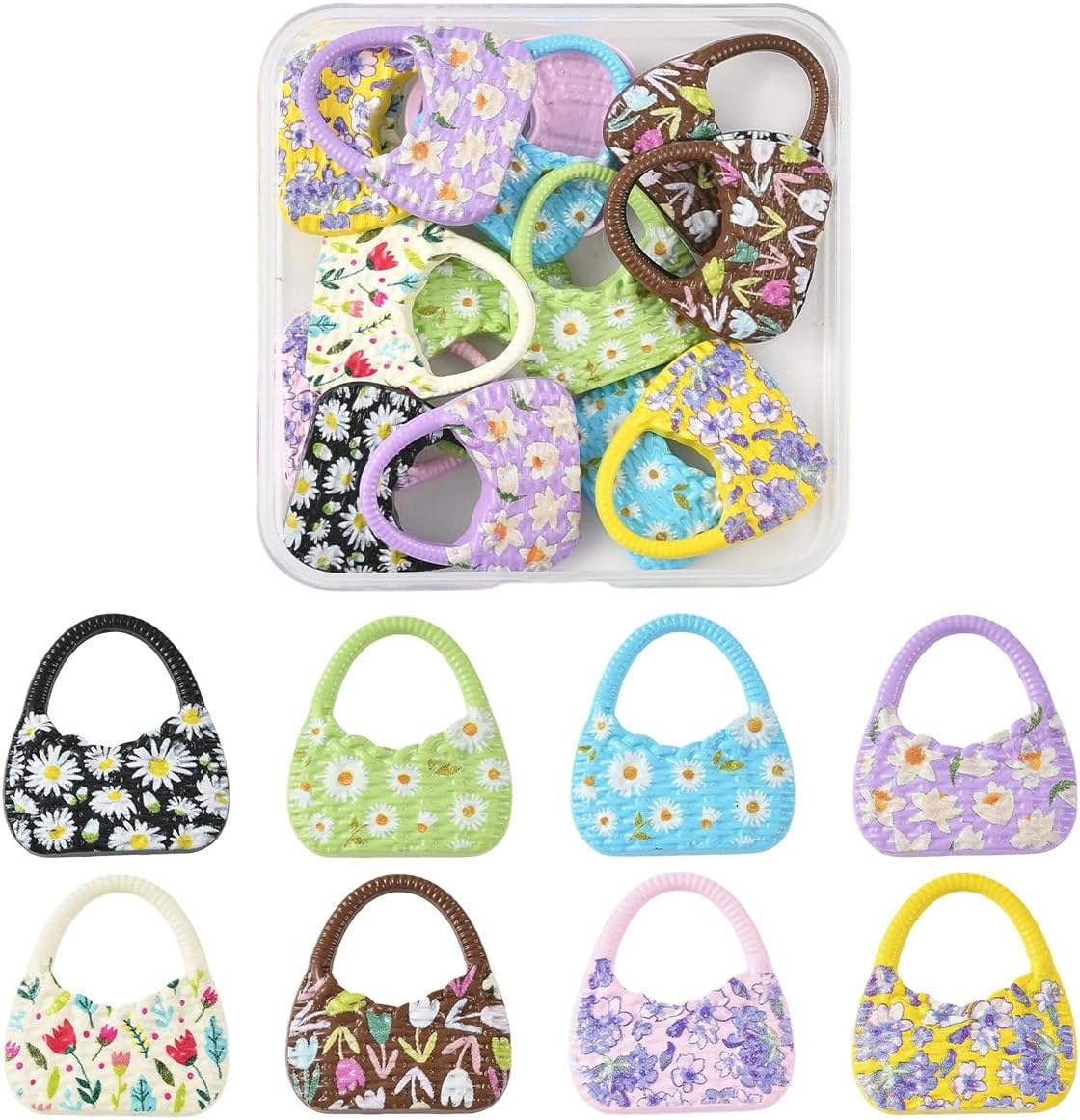 16Pcs Cute Mini Handbag Alloy Enamel Charms for Jewelry Making