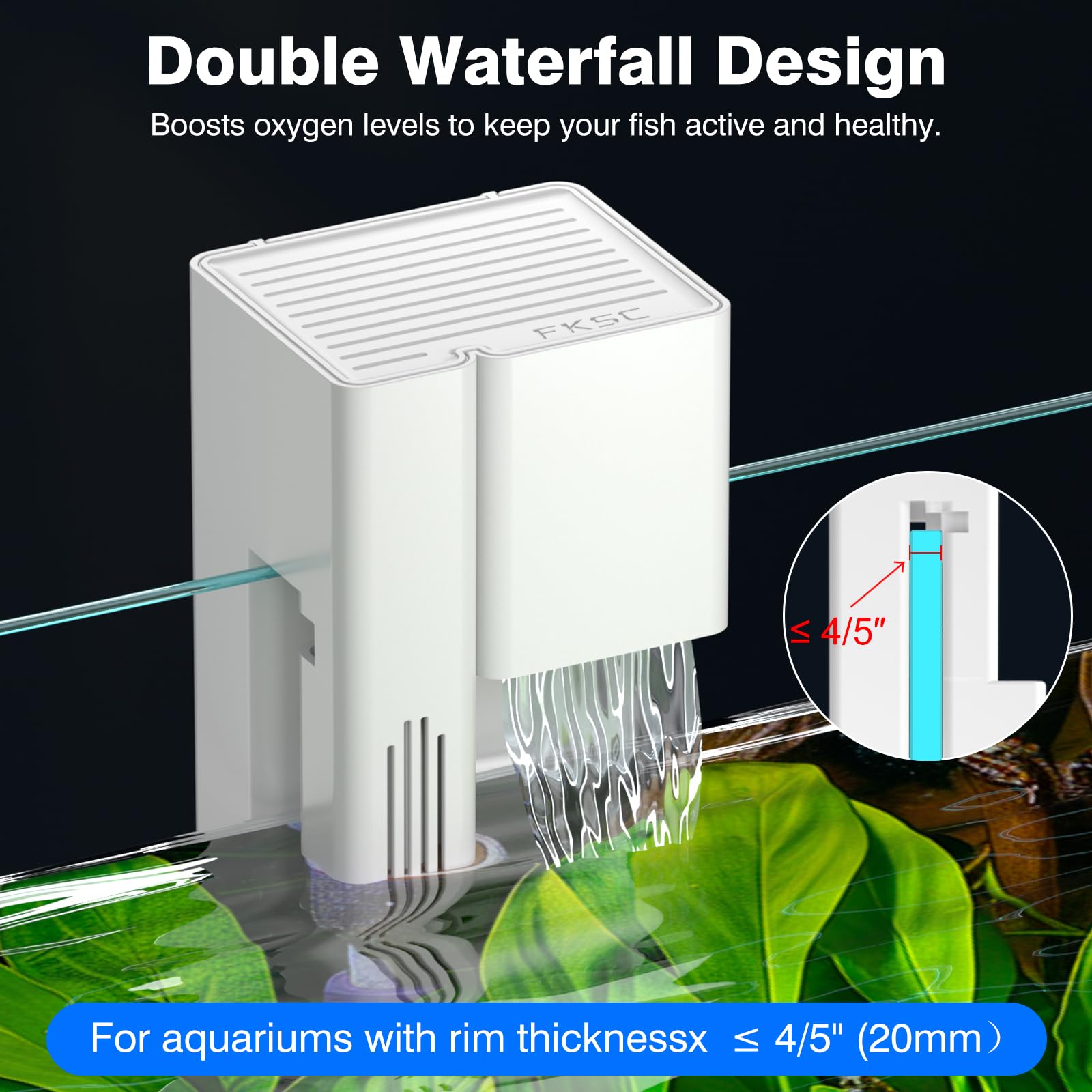 Filtro de acuario para colgar en la parte posterior para peceras de 15 galones, filtración multietapa de 4 etapas con skimmer de superficie, filtro de cascada HOB Power ultra silencioso para agua