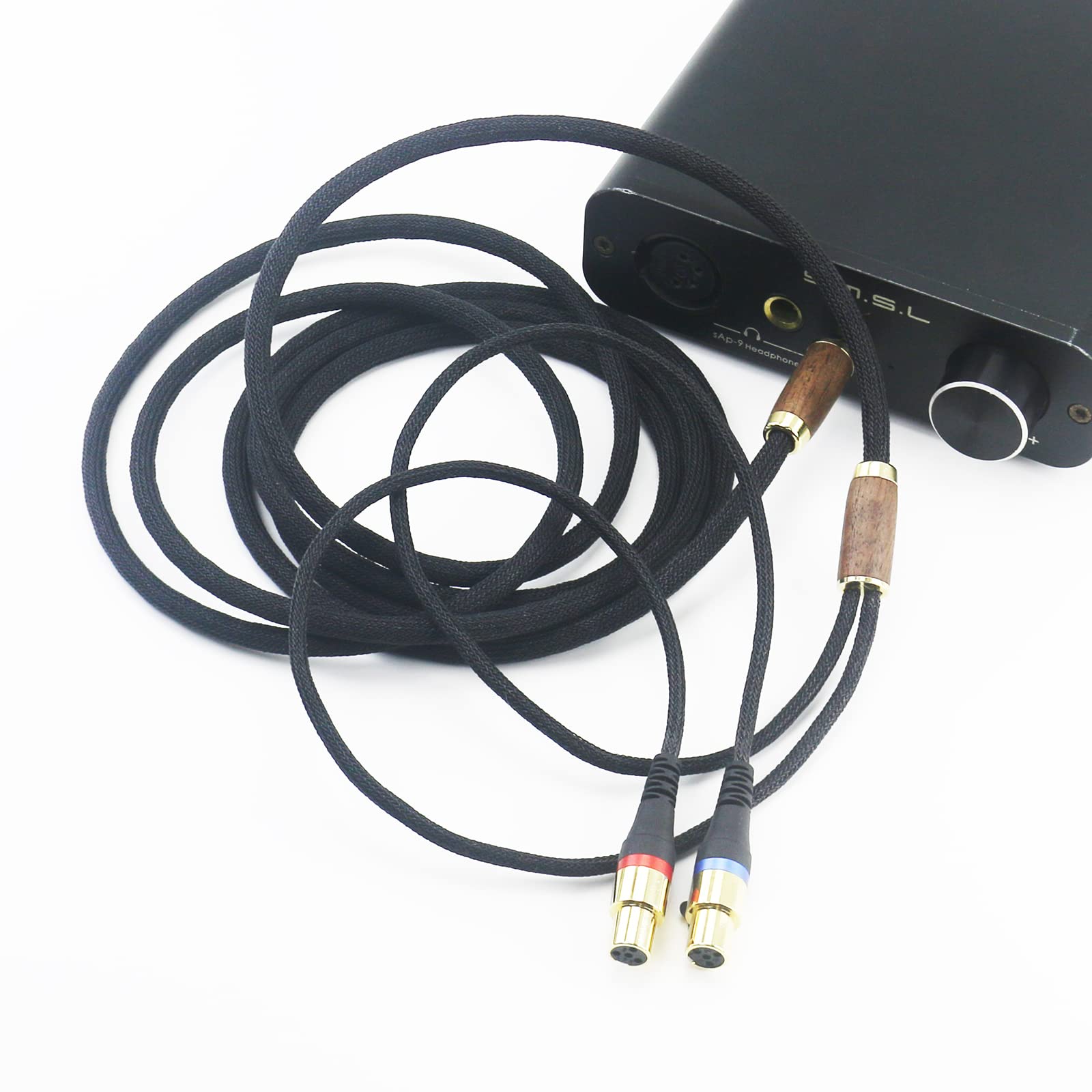 2,5 mm symmetrisches Kabel 6N OCC Kupfer versilbertes Kabel 2,5 mm Trrs symmetrischer Stecker Kompatibel mit Audeze LCD-2, LCD-4, LCD-3, LCD-X, LCD-XC Kopfhörer Walnussholzgehäuse