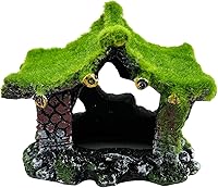 Tfwadmx Resin Aquarium Hideout House with Moss - Betta Fish Cave, Small Fish Shrimp Shelter for Tanks 5-50 Gallons