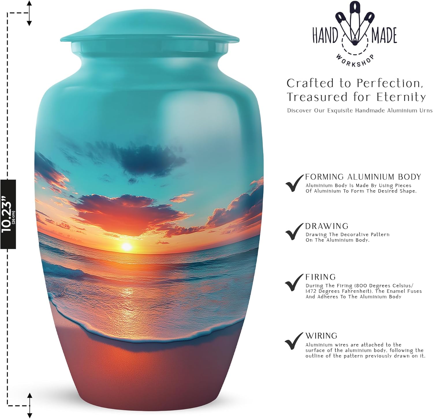 Beach Sunset Urns for Human Ashes Adult Female, Urn for Ashes Adult Male, Funeral Cremation Urns for Human Ashes, Burial Urn, Size 10 Inch