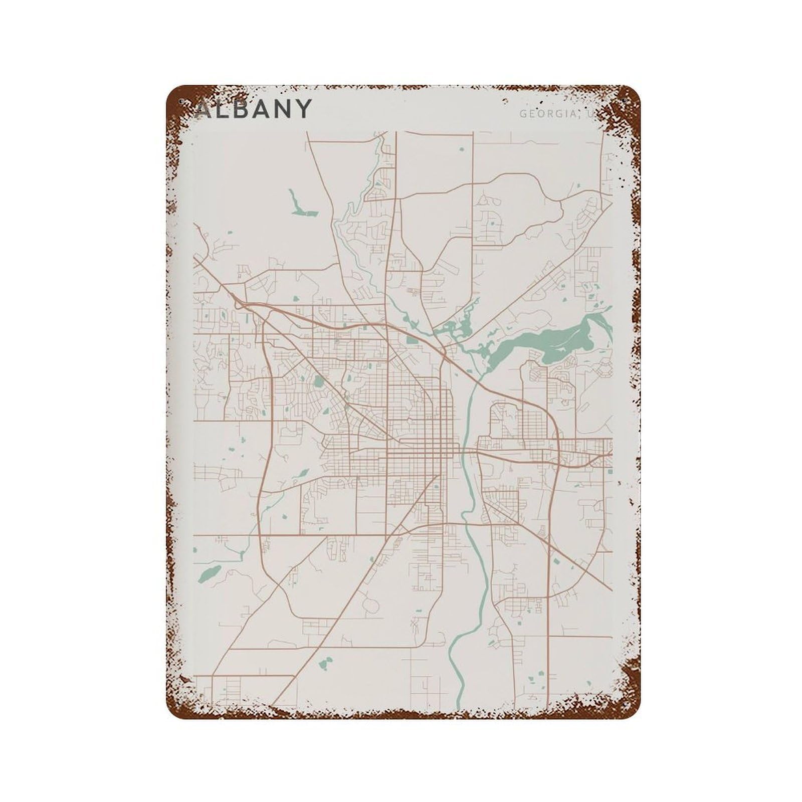 xiaoxiaoshen Albany Map Georgia Travel Gift Farmhouse Decor Minimalist (2) Wall Decor Art Metal Tin Poster Modern Home Decor Art Home Bar Shop Decorations Vintage Sign 40x30cm