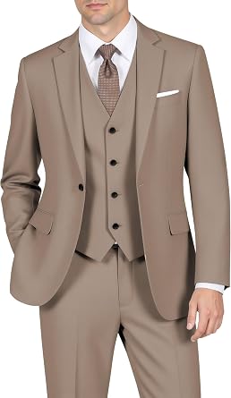 Mens Slim Fit Suits 3 Piece Slim Fit One Button Dress Blazer Vest and Pants Suit Set for Wedding Business Prom