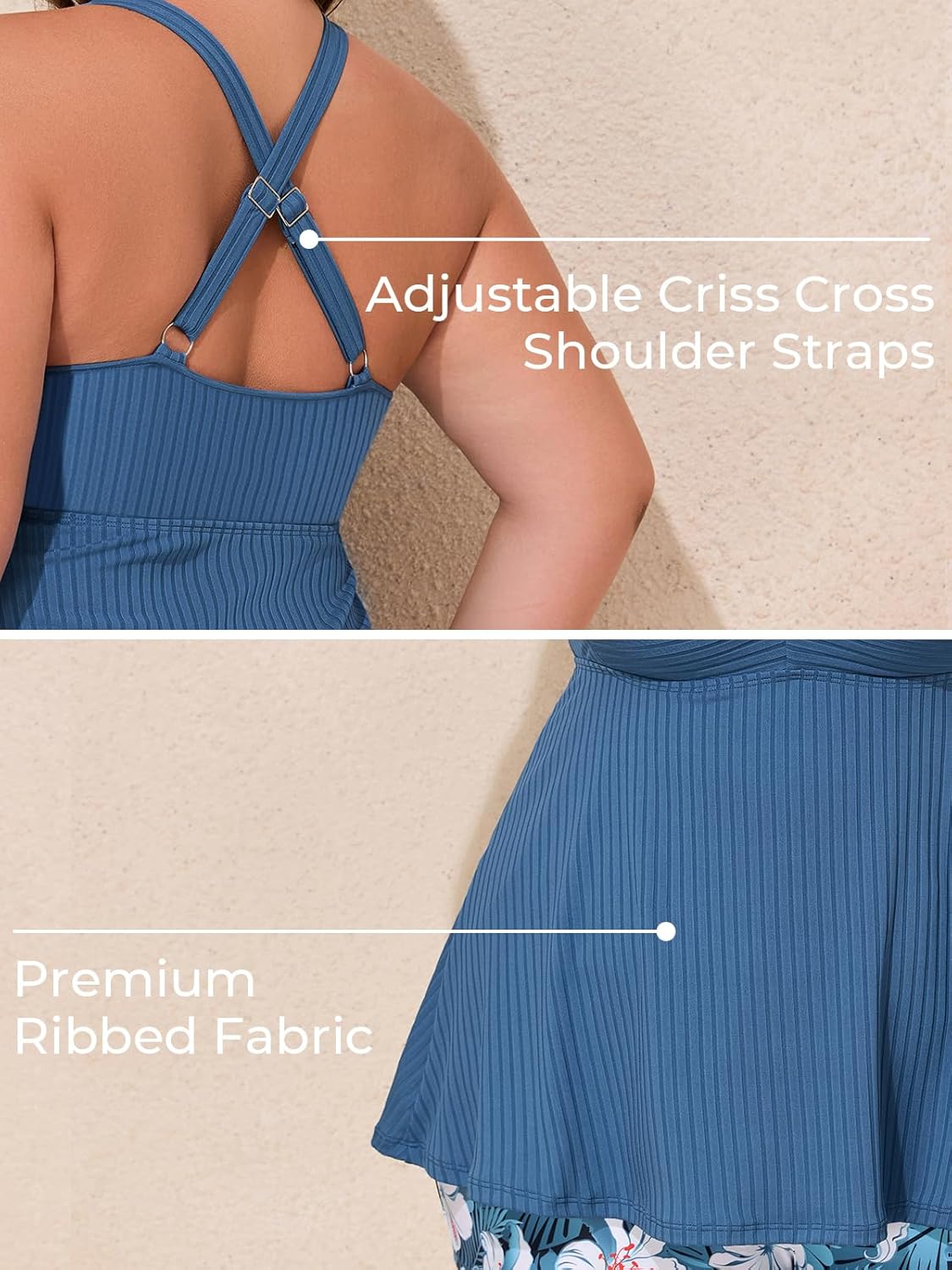 Summer Mae Plus Size Tankini Swimsuits for Women Two Piece Bathing Suit with Pockets Shorts Tummy Control Swimwear - Image 5