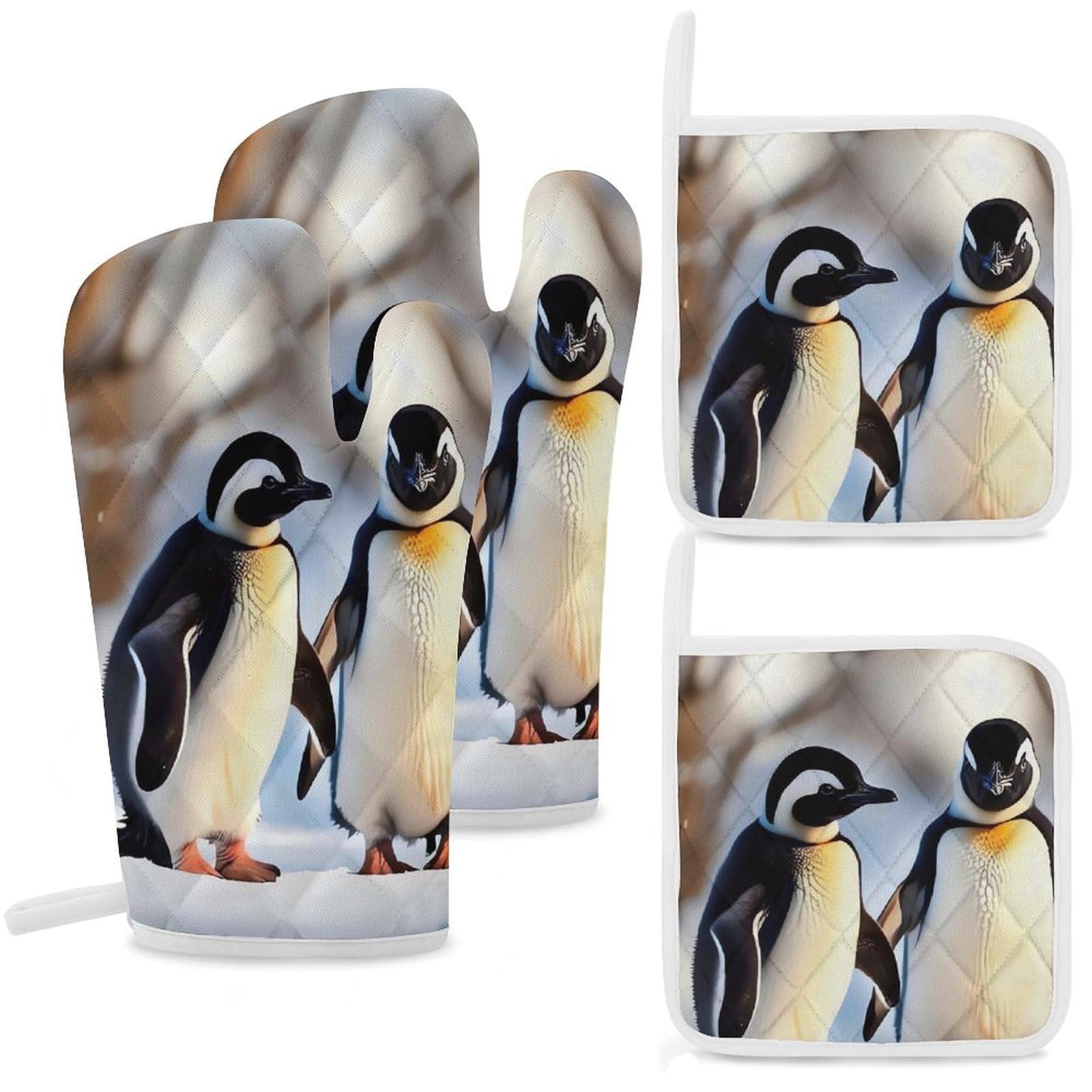 Maniques pingouins anti-chaleur pour une cuisson sécurisée au four