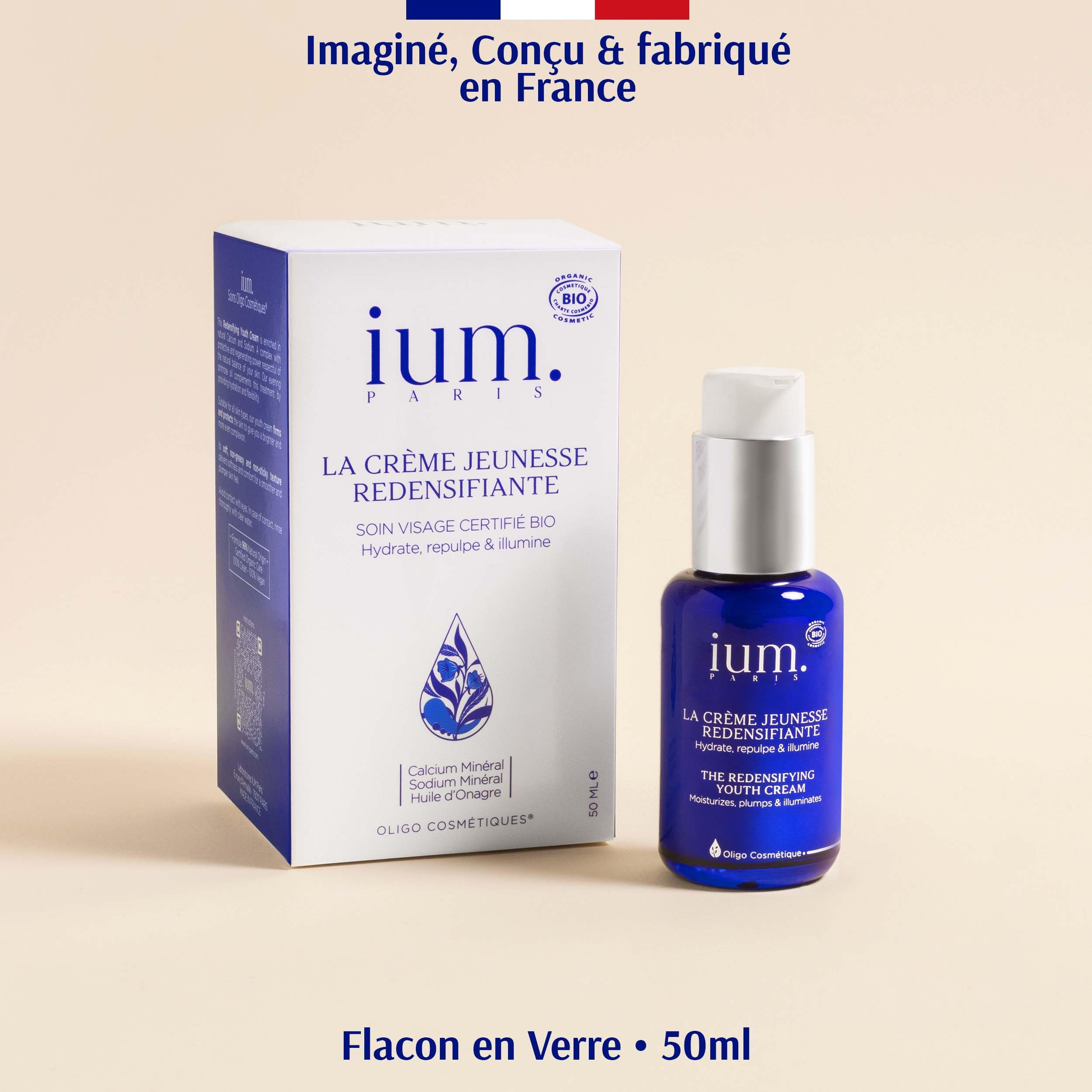 Crème Visage Anti-Âge Bio | Hydrate, Repulpe & Illumine | Calcium & Néroli | Fermeté Visible en 28 Jours | 50ml Pompe | IUM Paris