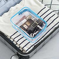 Vista 7 de Wedama Bolsa de aseo aprobada por la TSA, juego de 3 bolsas de cosméticos con cierre de cremallera para llevar en vuelos y aeropuertos, bolsas