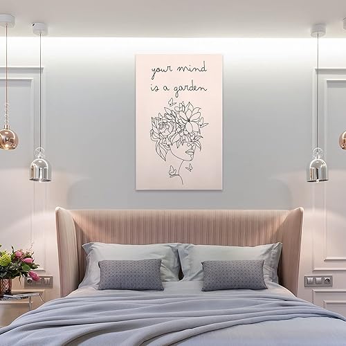 Miniatura 8 de Póster con texto en inglés Be Kind to Your Mind Self Love, tratamiento de salud mental, decoración de oficina, arte de línea femenina, póster