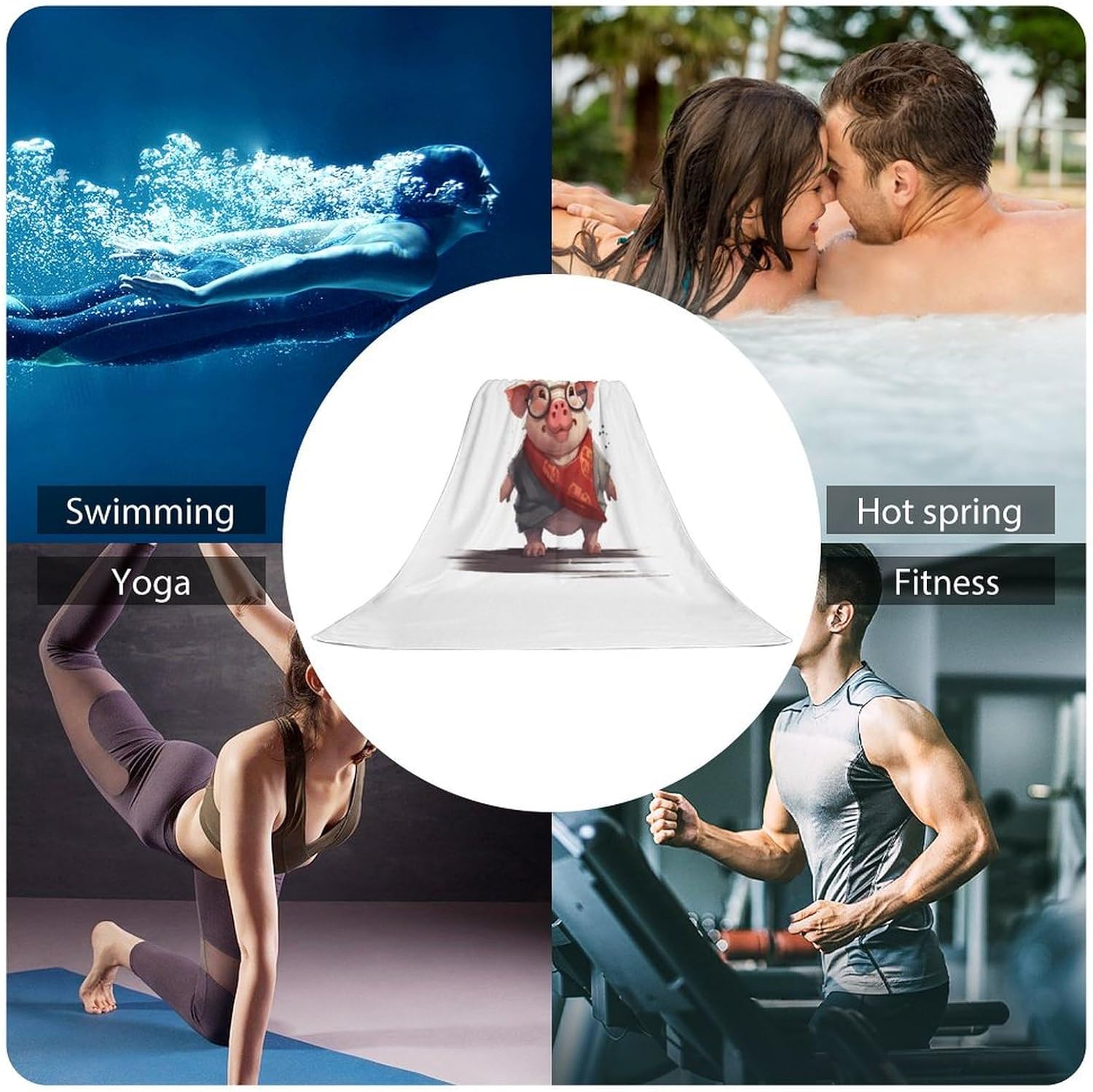 Christmas Towel, Cartoon Animals Printed Fashion Towel,Portable Towel,Durable Towel