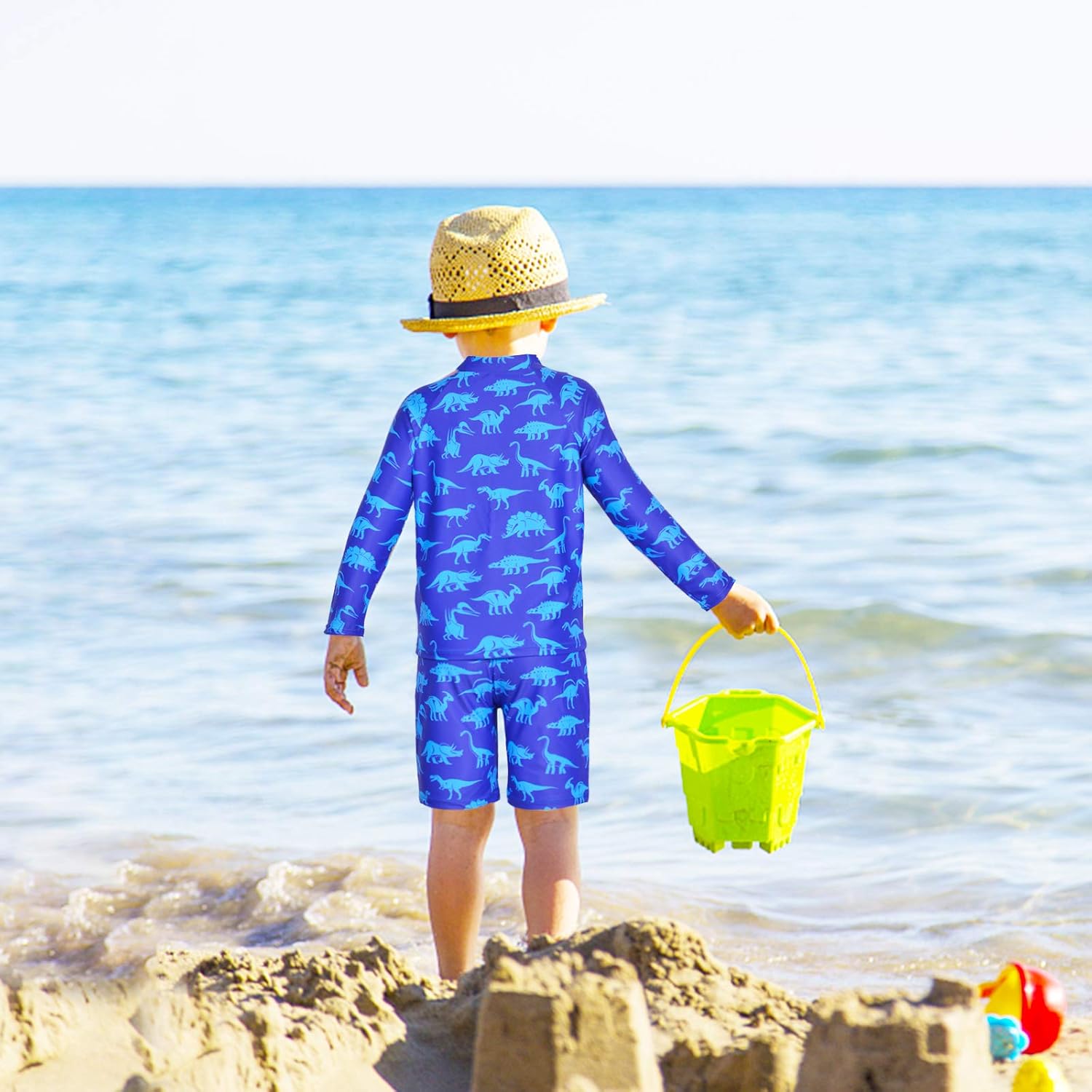 Boys Swimsuit Rash Guard and Swim Trunks Set Toddler Boys Bathing Suit Long Sleeve Swimming Suits Boys' Swimwear 3-8Y - Image 2