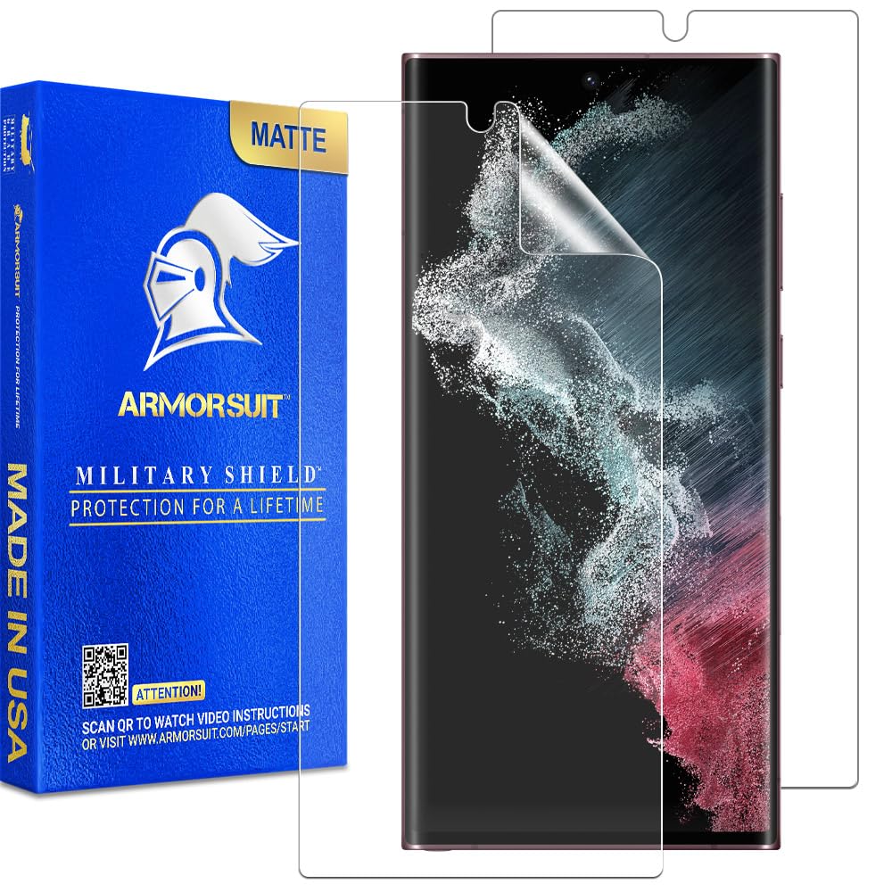 ArmorSuit 2 Pack for Samsung Galaxy S22 Ultra 6.8" Anti-Glare Screen Protector Case Friendly MilitaryShield Matte Film - Made in the USA