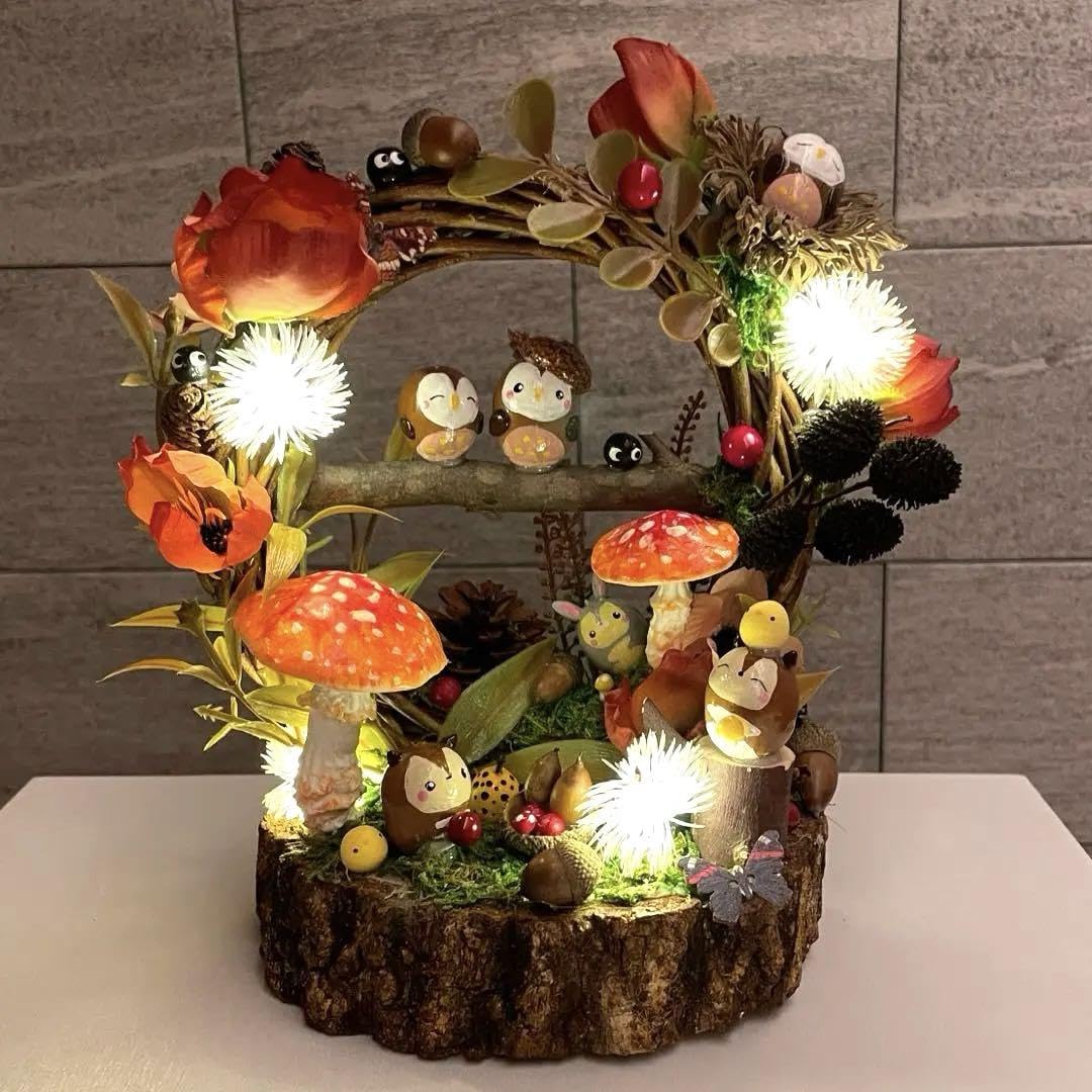Amazon.co.jp: どんぐりアート キノコの森 ライト付き : ホーム＆キッチン