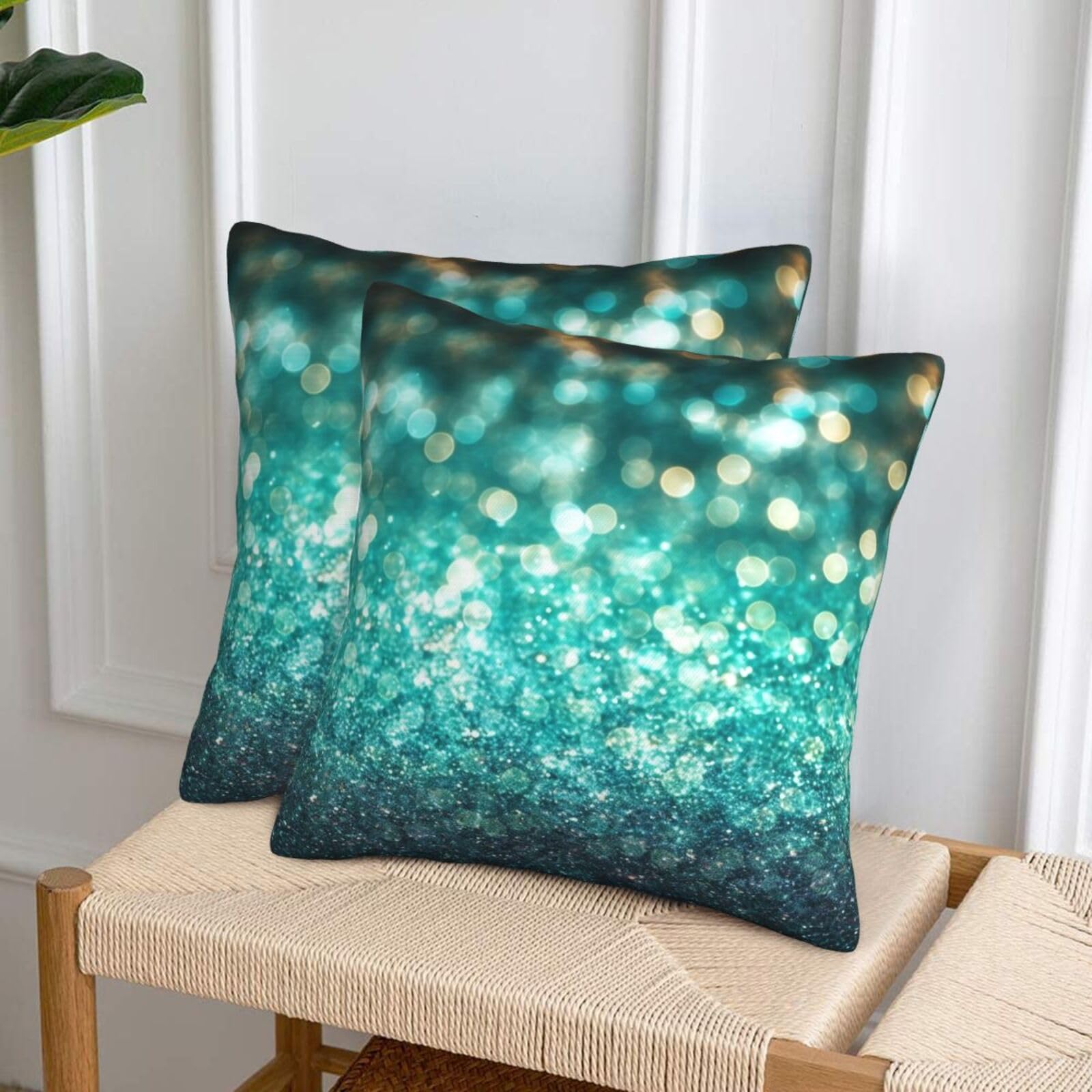 NONHAI Decorative Throw Pillow Covers Set of 2, 18"x18" Square Cushion Case Soft Comfy Sparkling Throw Pillows for Couch Cushion Livingroom Farmhouse Home Decor Pillowcases