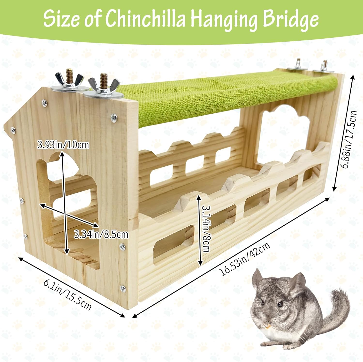 Hamiledyi Chinchilla Wooden Suspension Bridge Hanging Bridge Platform Squirrel Drawbridge Tunnel Toys Hamiledyi 6 Pcs Hamster Hammock Small Animals Hanging Warm Bed House
