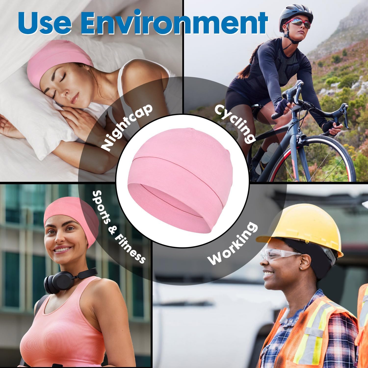 FocusCare 2Pcs/4Pcs 100% Viscose Beanies for Men Women Helmet Liner Lightweight Sleeping Cap for Chemo Hair Loss image 3