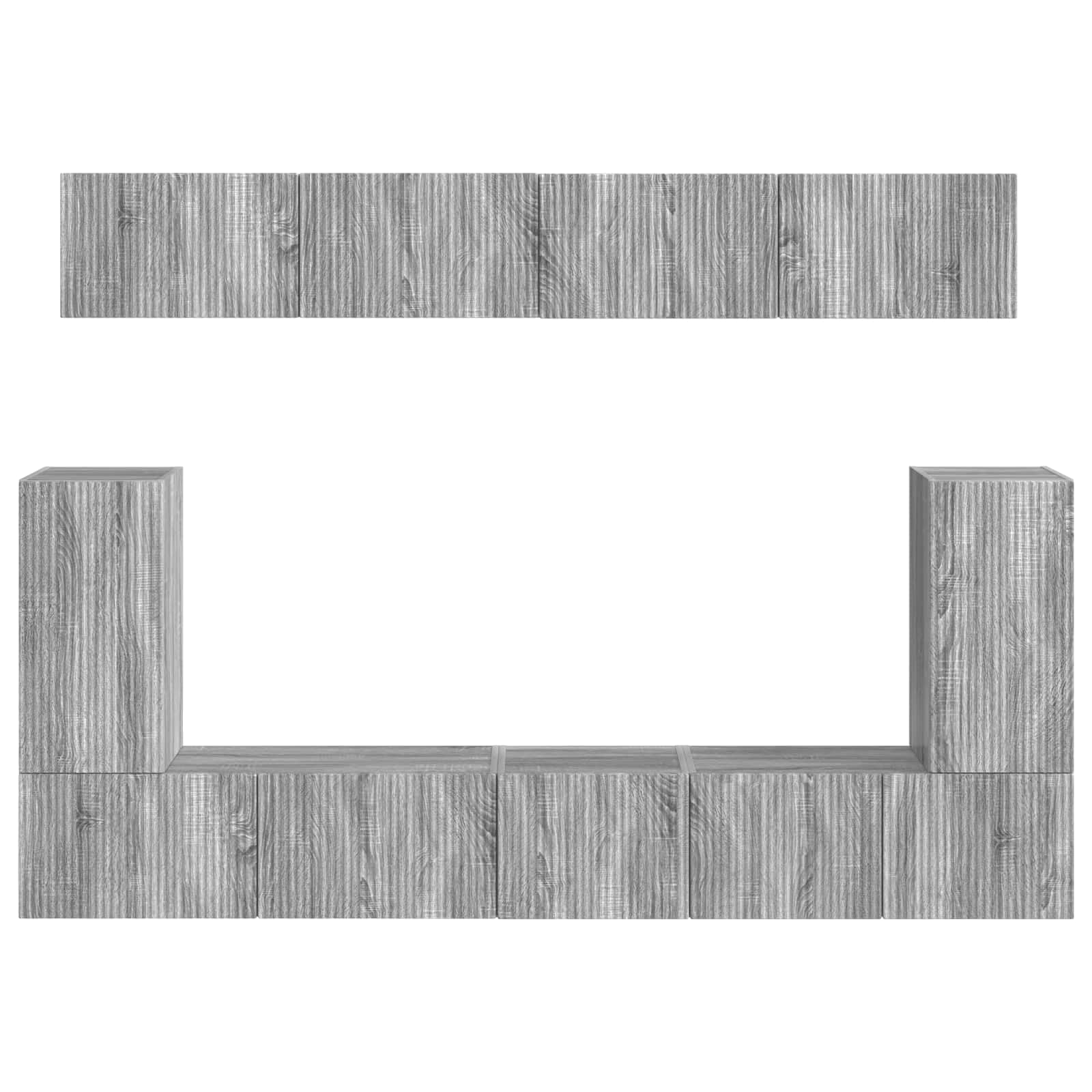 TV-Schrankset Wandmontiert, 5-teilig, Graues Sonoma Holzwerkstoff, Modernes Media-Center für Wohnzimmer, Langlebiges Design