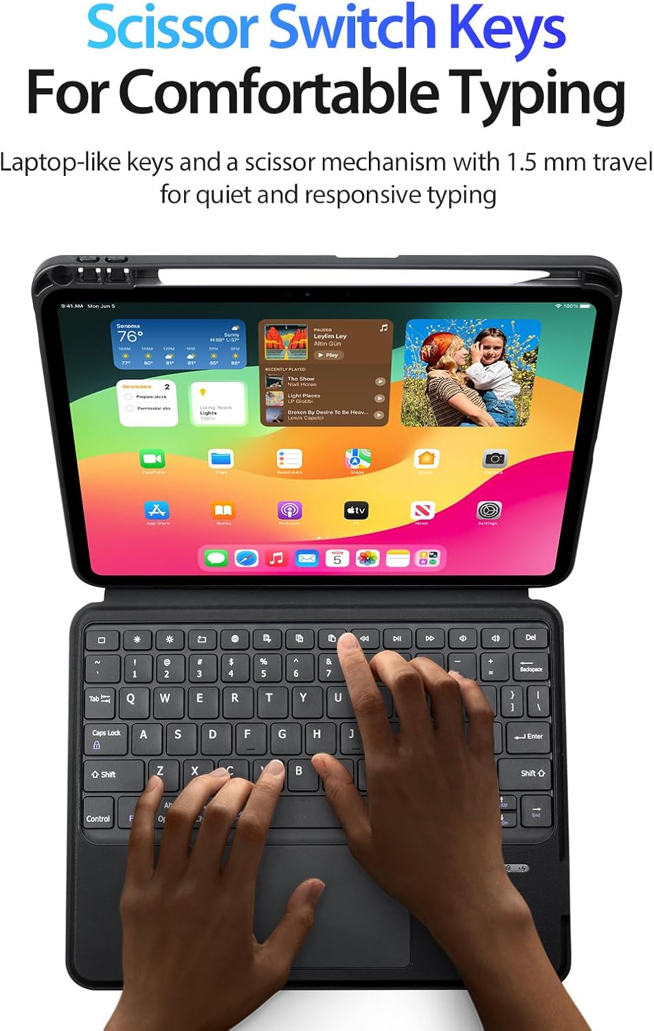 DUX DUCIS iPad Pro 11 Keyboard Case (2024), Magnetic Folio Cover with Multi-Touch Trackpad, 7-Color Backlit, Pencil Holder, Wireless & Detachable - Black
