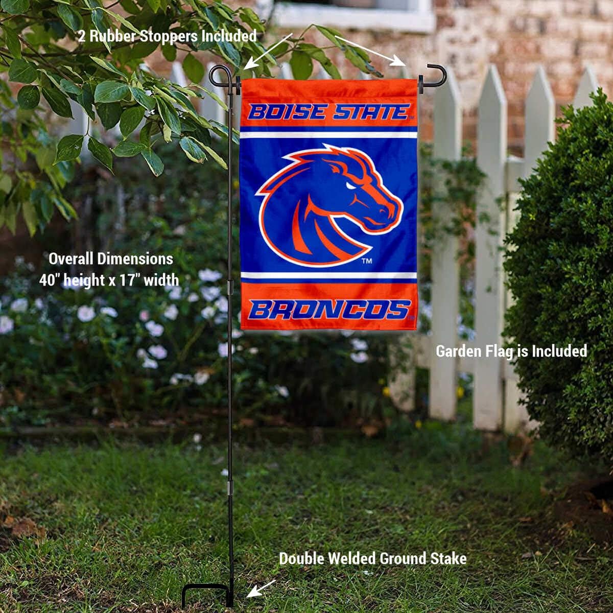 Boise State Broncos Garden Flag with Stand Holder - Image 3