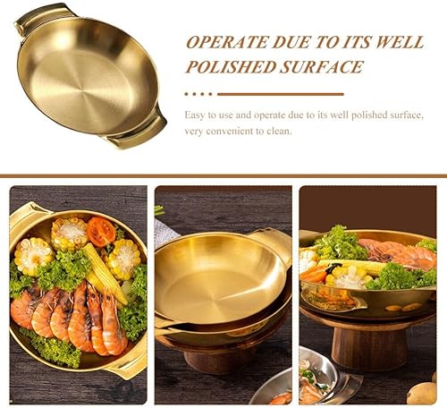 Vista 5 de Luxshiny Sartén diaria con asas, olla de acero inoxidable para Ramen de inducción para el hogar y al aire libre