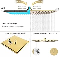 Vista 32 de NearMoon - Cabezal de regadera grande de acero inoxidable cuadrado de lujo en cascada, para instalar en el techo o la pared