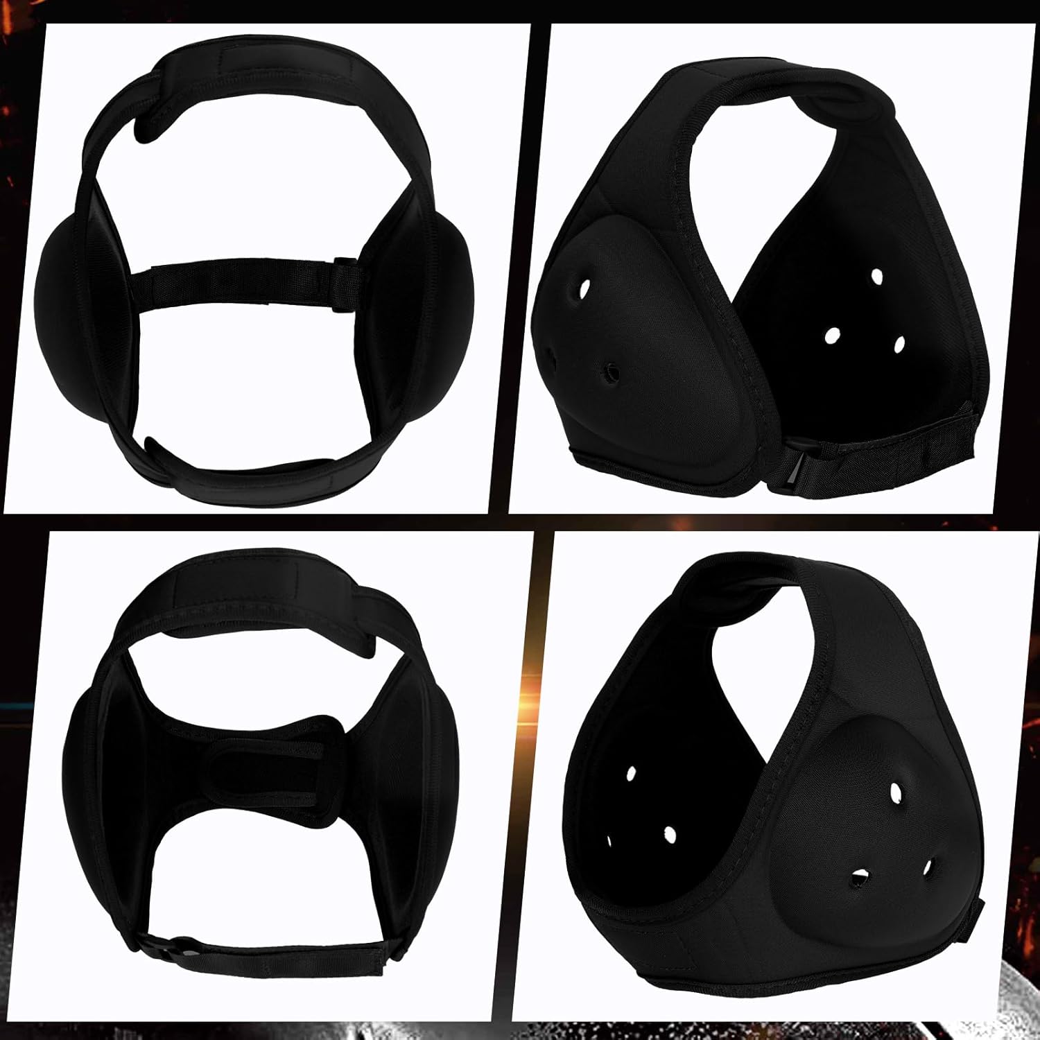 Jerify 6 Pcs Wrestling Headgear for Kids Youth Soft Grappling Headgear Wrestling Adjustable Wrestling Ear Guard Protective, Black