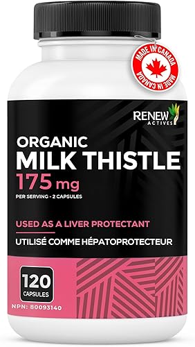 Miniatura 2 de Renew Actives Cápsulas de cardo mariano de 175 mg por porción de extracto orgánico de semillas para la salud del hígado, fórmula concentrada de