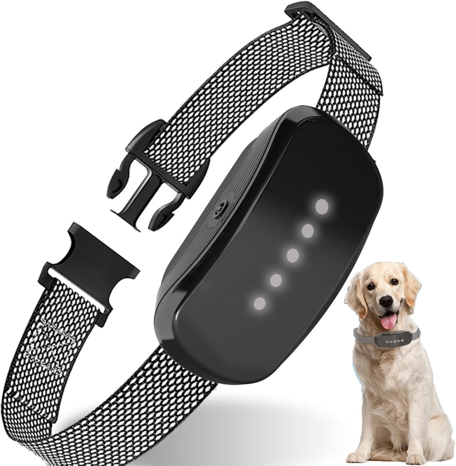 Dog Bark Collar, Sunydog Smart Bark Collar, USB Rechargeable Anti Barking Training Collar, Bark Shock Collar with Adjustable Training Device, Suitable for Large Medium and Small Dogs-Black