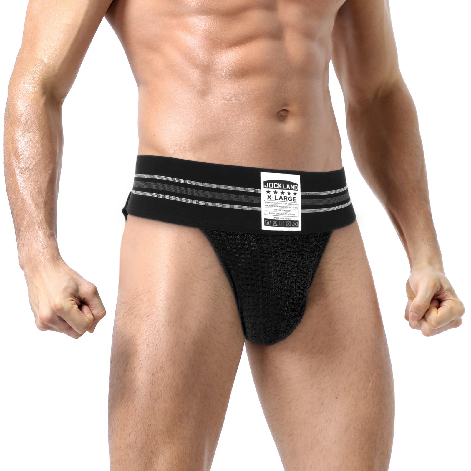 JOCKLANDMen's Jock Strap, Wide Band Mesh Male Underwear Jockstrap Athletic Supporter for Gym Vasectomy