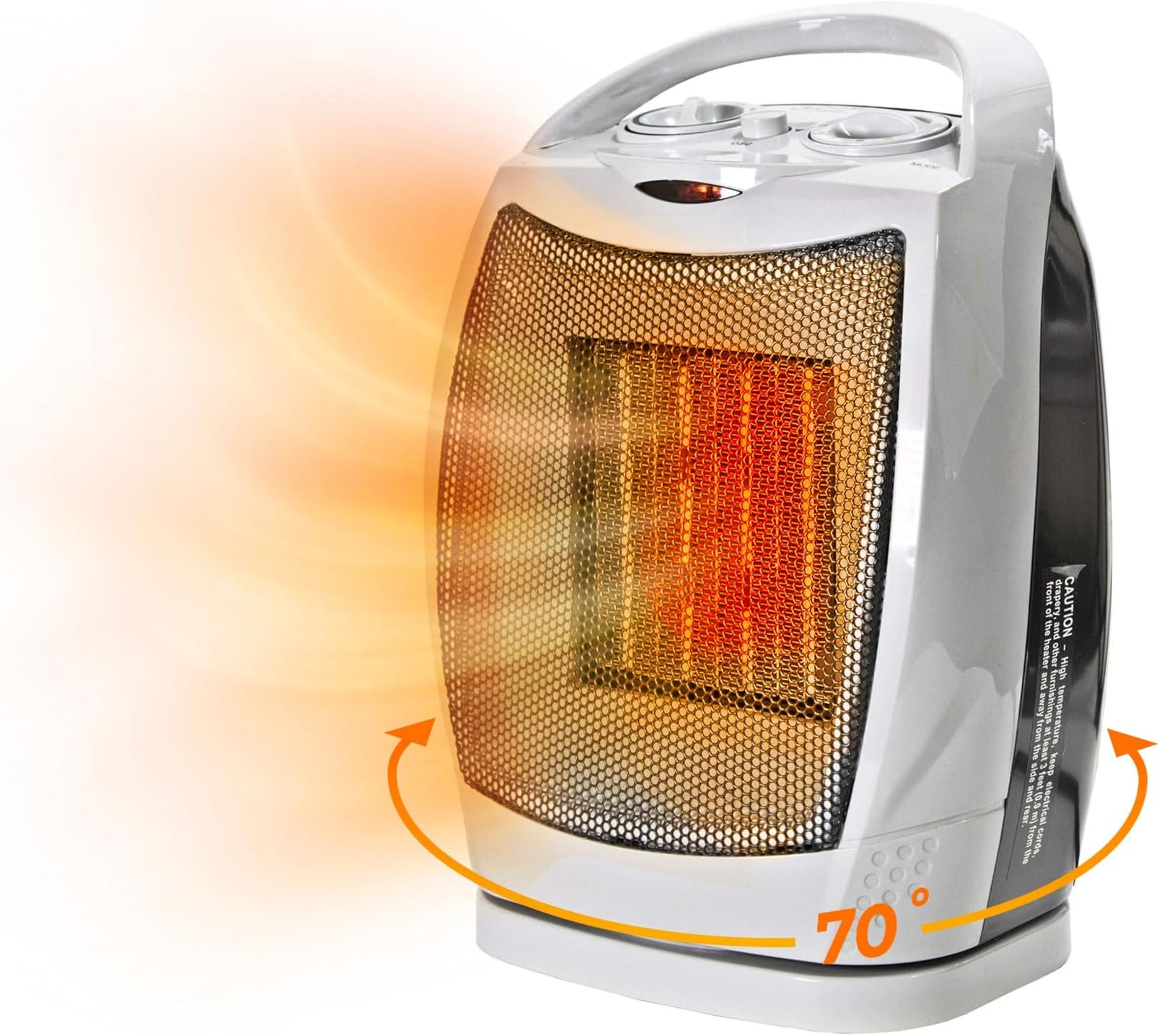 Oscillating Indoor Space Heater, Portable, Ceramic, Electric, Energy-Efficient, Adjustable Thermostat, Tip-Over Switch, Overheat Protection, Ideal for Home, Bedroom, Office, 1500W, CZ449E