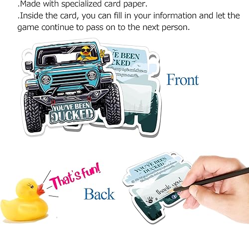 Miniatura 2 de You've Been Ducked Card, etiquetas de pato de pato, tarjeta de juego de patito, etiquetas de pato, pato de goma para etiquetas, diseño de automóvil