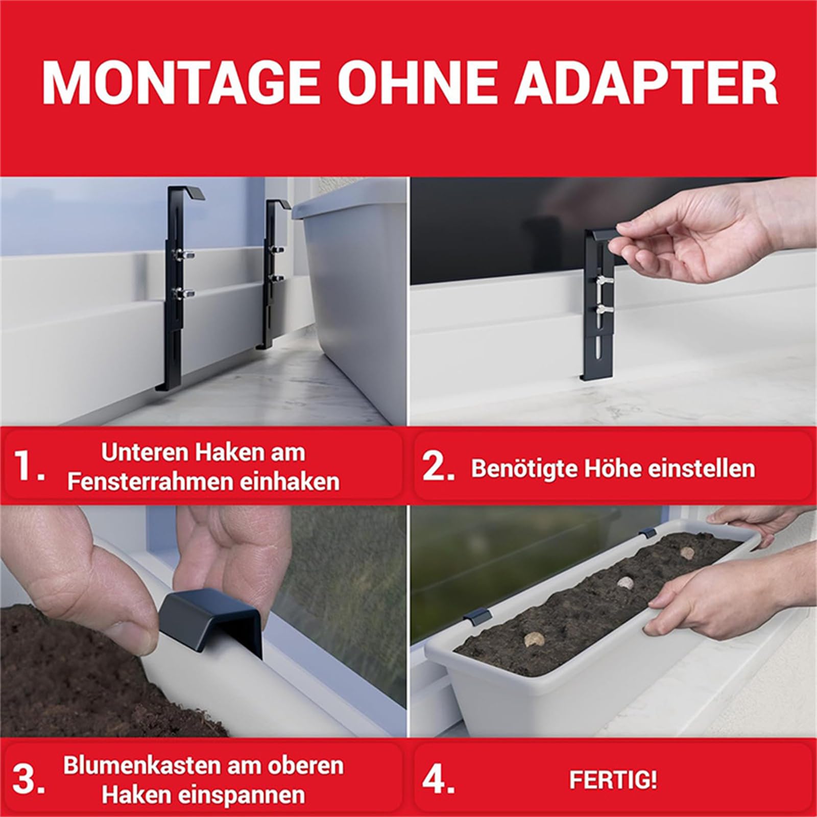 Unsichtbare verstellbare Blumenkastenhalterung Rostfreie Außenhalterung Balkon Handlauf Safe Outdoor Halter