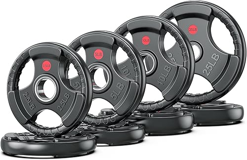 XDDIAS Placas de peso de goma para barra, placa de agarre olímpico de 2 pulgadas para entrenamiento de fuerza, levantamiento de pesas y culturismo