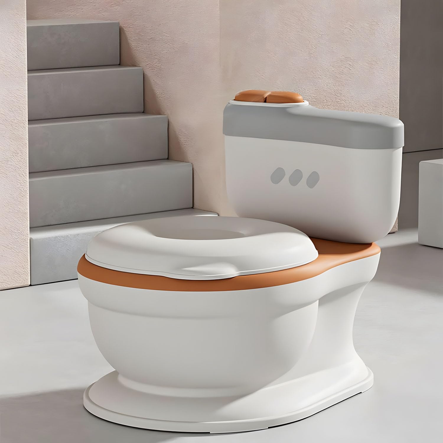 Bolivia'sPotty Training Toilet, Orange Portable Kids Potty Baby Potty Training Seat Chair Easy to Clean Realistic Potty Training Toilet Looks and Feels Like an Adult Toilet for Toddlers Kids