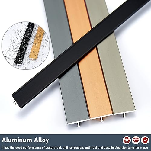 Miniatura 2 de Tira de transición de suelo de moldura en T de 47.2 pulgadas  3.9 pies, tira de cubierta de costura de umbral para pisos de cemento laminados de