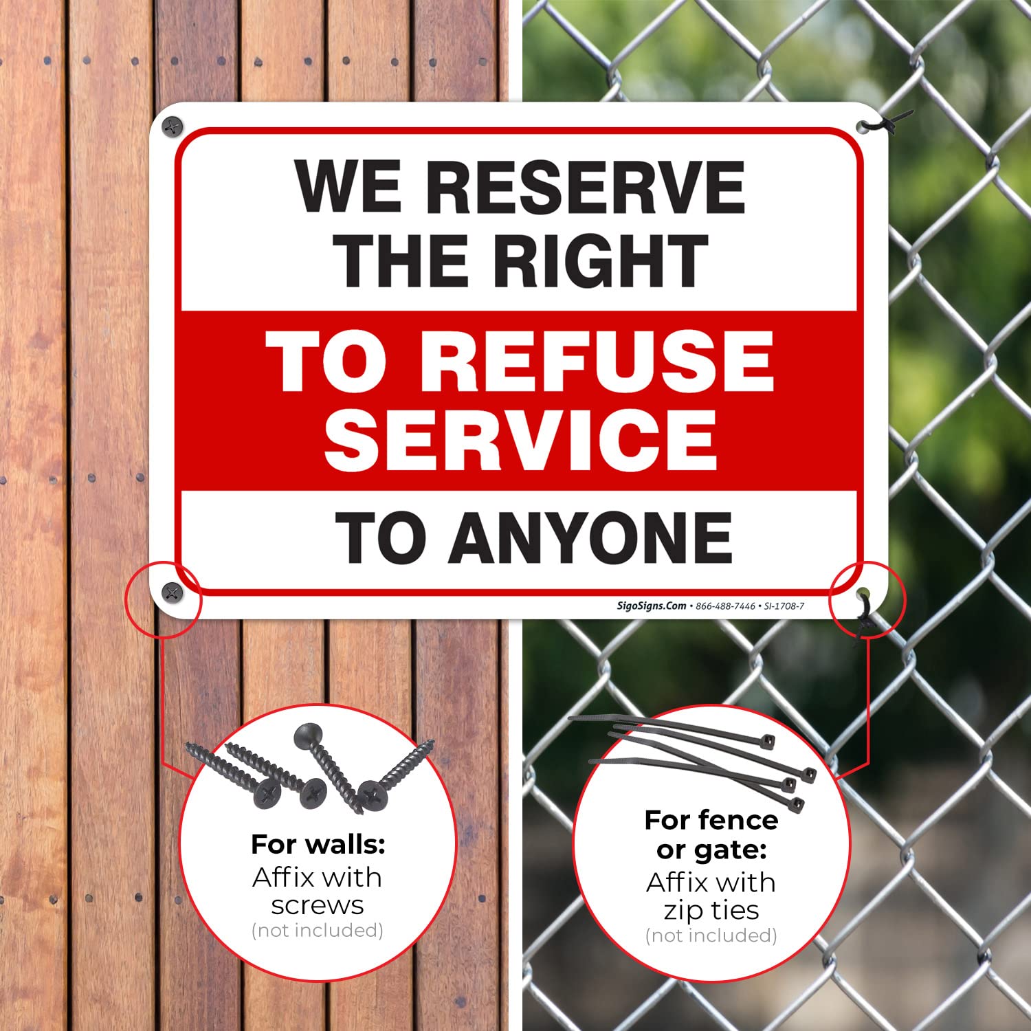 "We Reserve The Right To Refuse Service" Bilingual Sign - 18x24" Durable Polystyrene Sign | Made In USA Business Sign