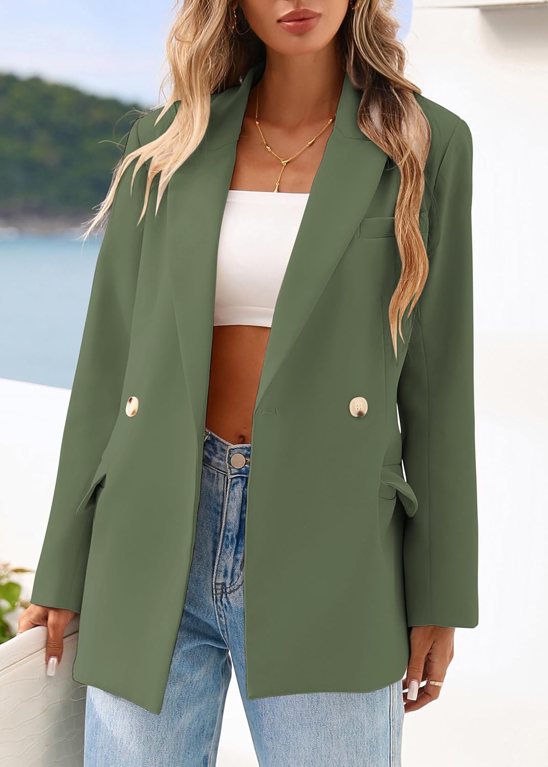 Lazysmile Blazers for Women Business Casual Long Sleeve Lapel Open Front Suit Jacket Office Work Clothes with Pockets - Image 6