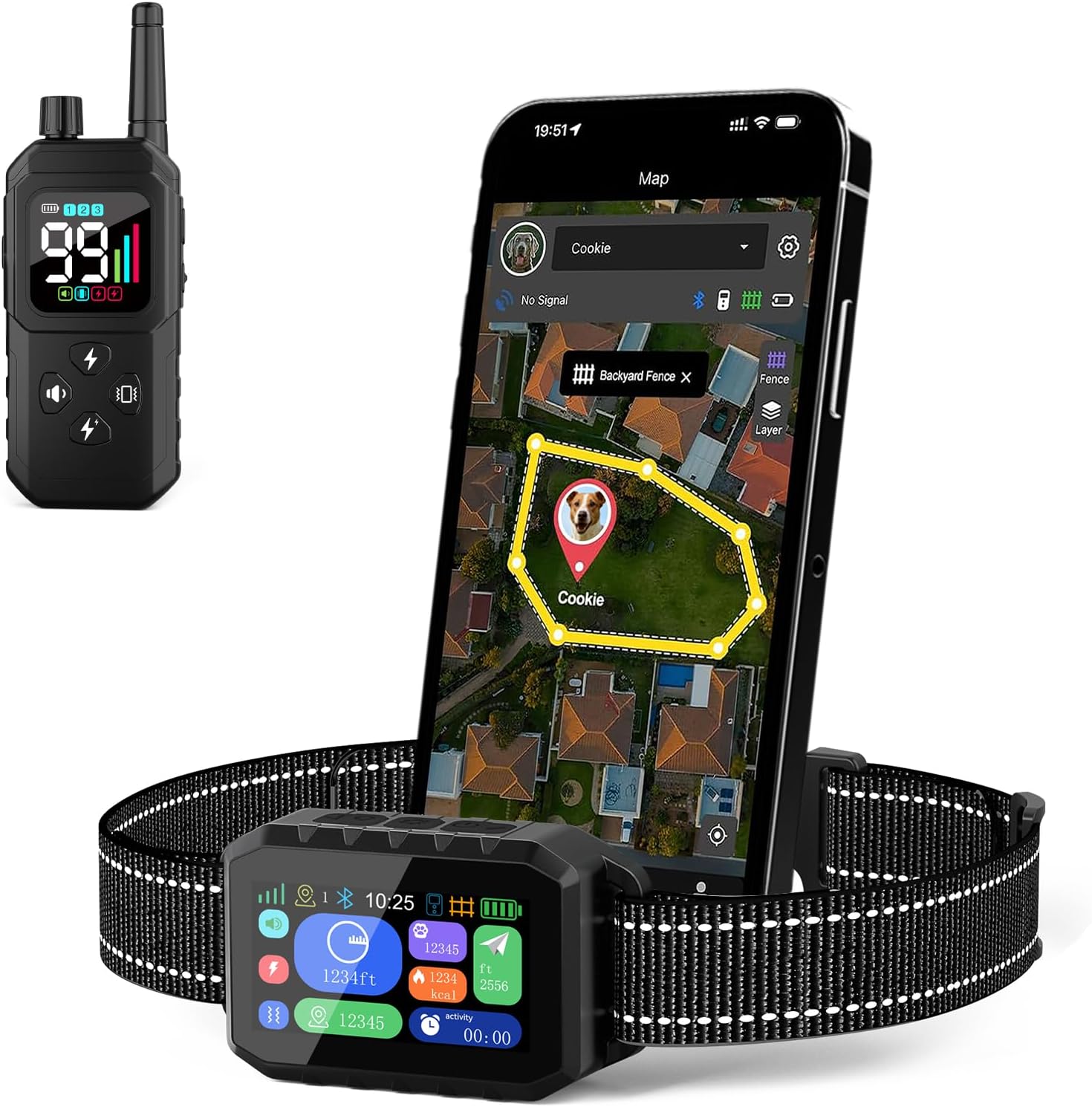 GPS Wireless Dog Fence & Training Collar System, Free App/Remote Controlled Custom Boundary up to 7000ft, Beep/Vibration/Safe Correction Modes, Early Alert, Waterproof for Dogs 10+ lbs