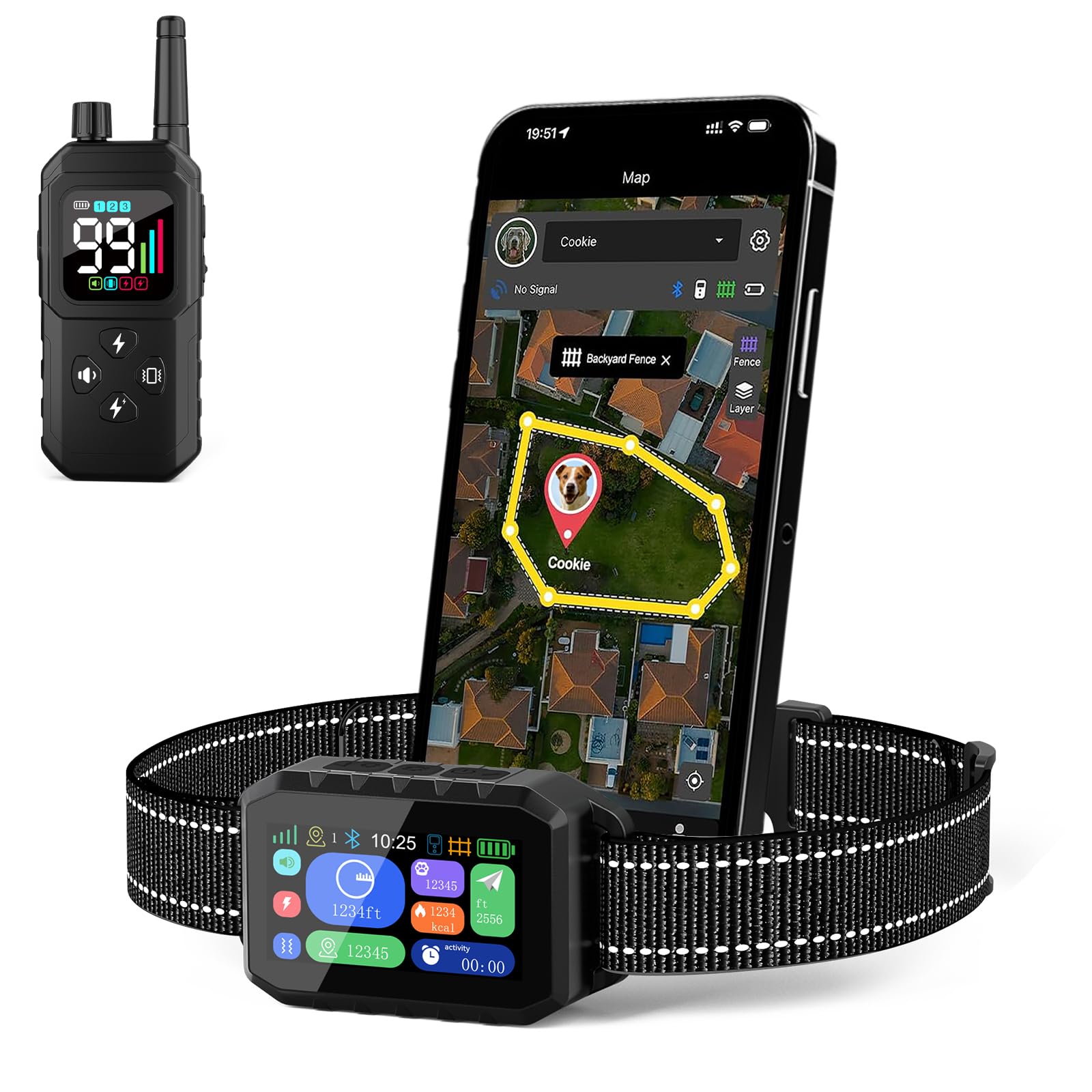 GPS Wireless Dog Fence & Training Collar System, Free App/Remote Controlled Custom Boundary up to 7000ft, Beep/Vibration/Safe Correction Modes, Early Alert, Waterproof for Dogs 10+ lbs