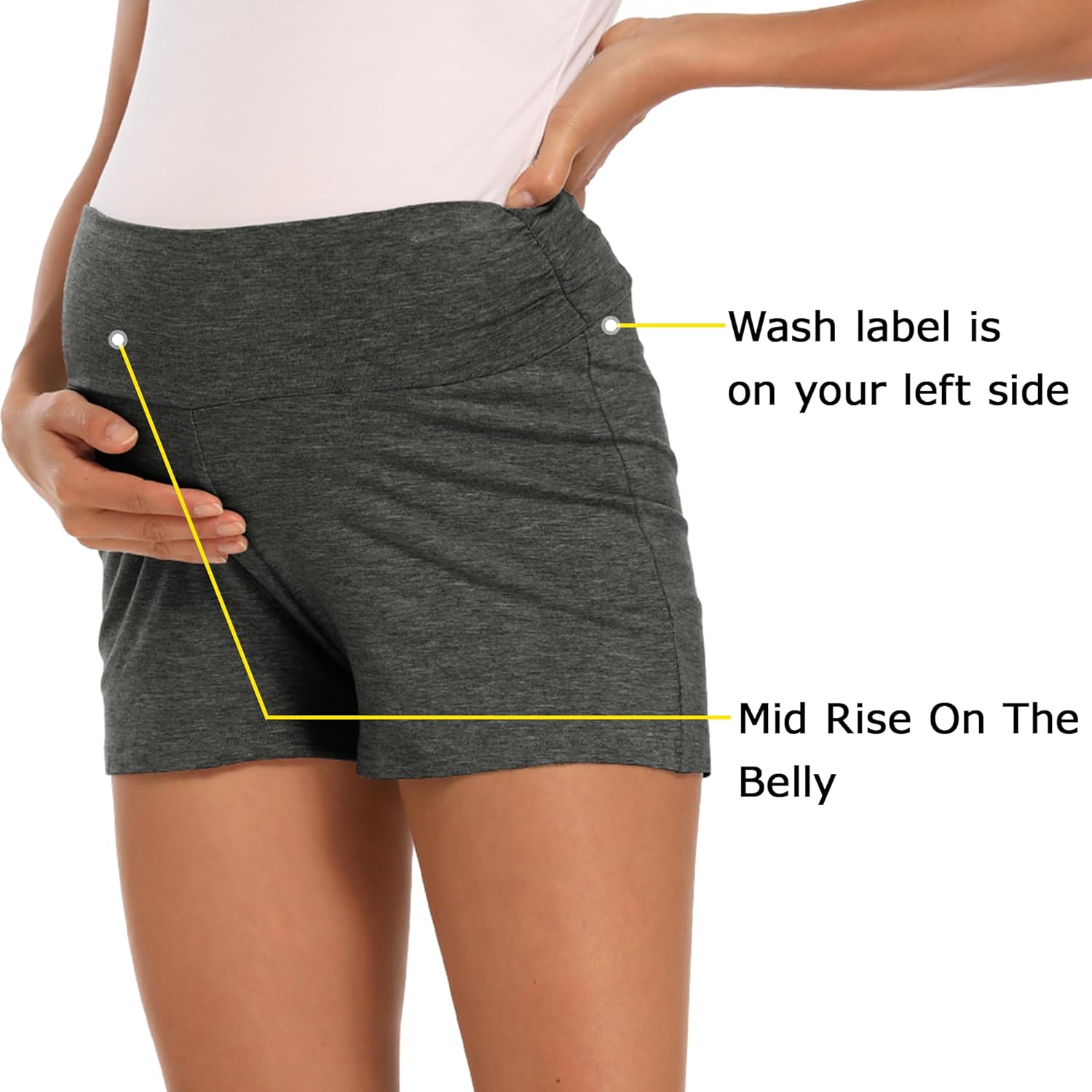 fitglam Women's Maternity Shorts Lounge Sleep Pajama Workout Comfy Stretchy Pregnancy Shorts - Image 2