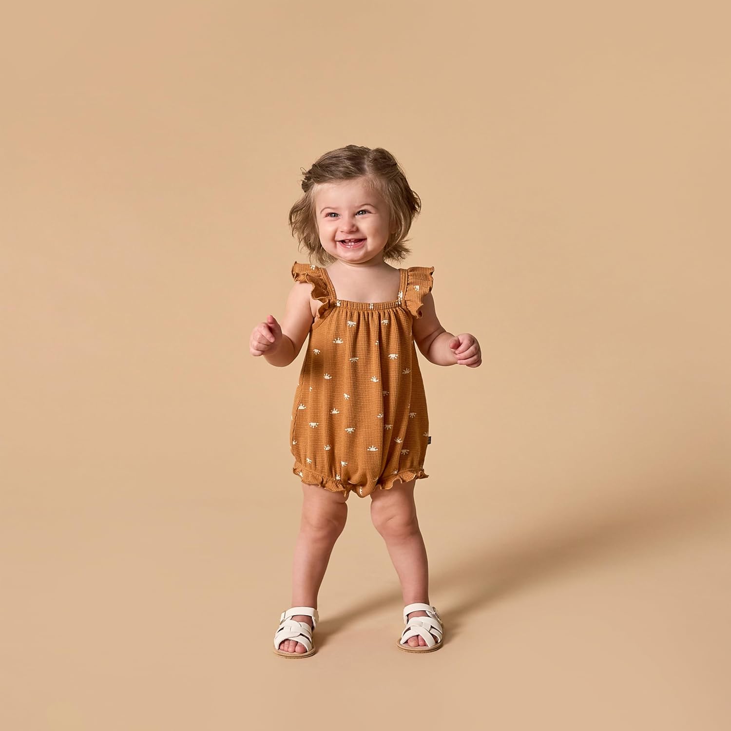 Modern Moments by Gerber baby-girls Mini Flutter Sleeve Bubble Romper - Image 4